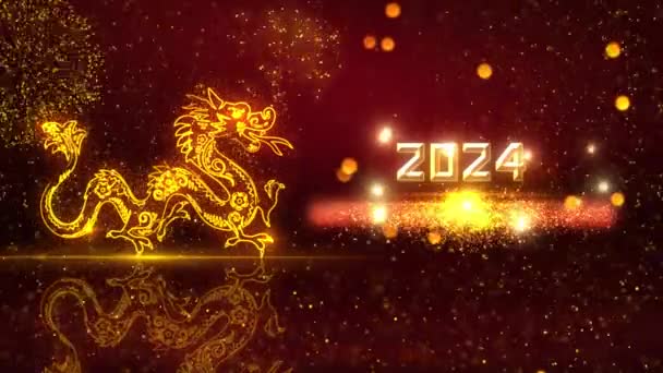 Capodanno Cinese 2024 Animazione Sfondo — Video Stock