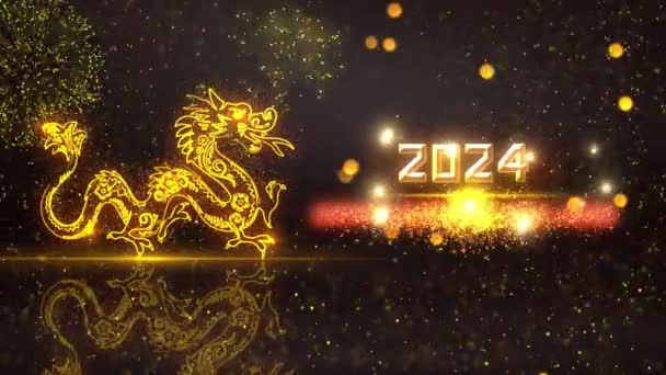 Kinesiska Nyår 2024 Bakgrund Animation — Stockvideo