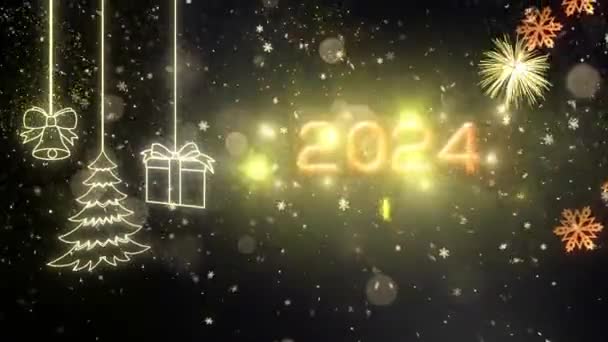 2024 Mutlu Yıllar Temalı Arka Plan Animasyonu Tatil Mevsimleri Çin — Stok video