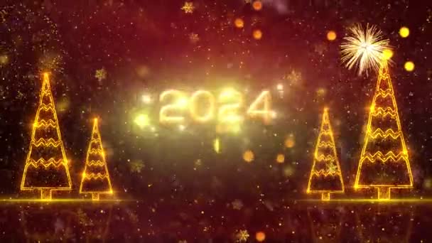 2024 Happy New Year Themed Background Animation High Quality New — Stock Video