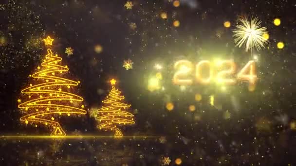 2024 Szczęśliwego Nowego Roku Tematyczne Tło Animacja Wysokiej Jakości Nowy — Wideo stockowe