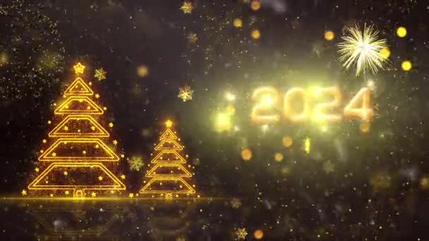 Animación Fondo Temática Año Nuevo Feliz 2024 Animación Año Nuevo — Vídeos de Stock
