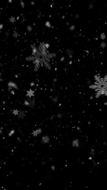 Resolución Vertical Realista Animación Nieve Copos Nieve Con Lazo Sin — Vídeo de stock