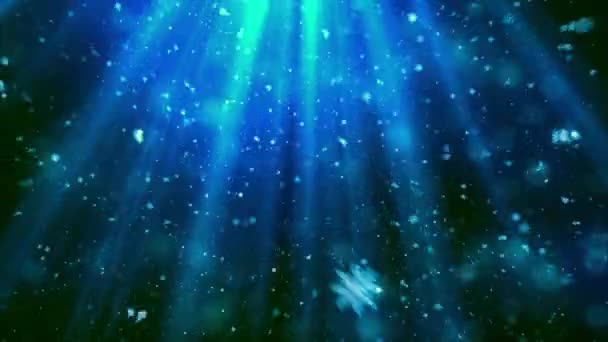 Tema Navidad Caída Nieve Copos Nieve Los Rayos Celestiales Animación — Vídeo de stock