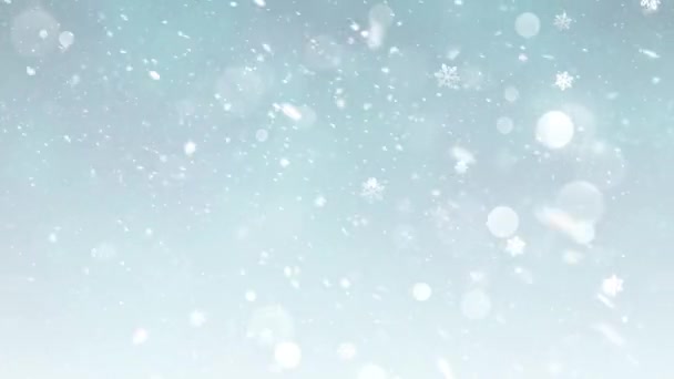 Різдвяна Тема Сніг Осінь Сніжинки Тло Анімація Безшовною Петлею Високоякісна — стокове відео