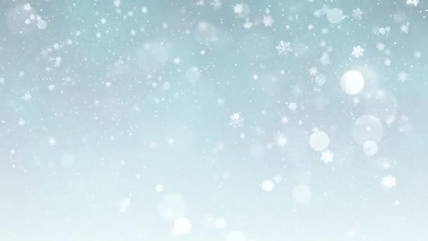 Navidad Tema Nieve Caída Copos Nieve Fondo Animación Con Lazo — Vídeos de Stock