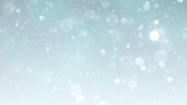 Natal Tema Queda Neve Flocos Neve Animação Fundo Com Loop — Vídeo de Stock