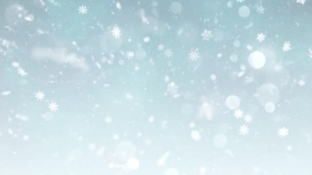 Tema Natale Autunno Neve Fiocchi Neve Animazione Sfondo Con Seamless — Video Stock