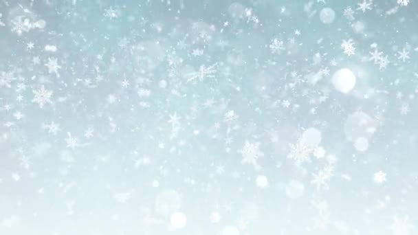 Natal Tema Queda Neve Flocos Neve Animação Fundo Com Loop — Vídeo de Stock
