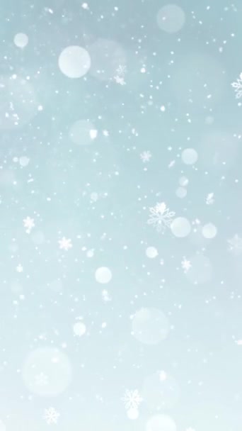 Mobiele Verticale Resolutie 1080X1920 Pixels Elegante Kerst Sneeuw Sneeuwvlokken Achtergrond — Stockvideo