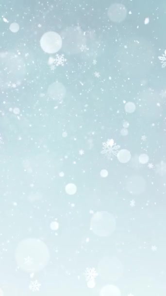 Mobile Vertical Resolution 1080X1920 Pixels Κομψό Χριστουγεννιάτικο Snow Snowflakes Background — Αρχείο Βίντεο