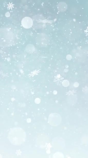 Mobile Vertical Resolution 1080X1920 Pixels Elegant Christmas Snow Snowflakes Background — Stock Video