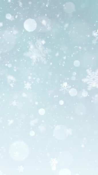 Mobiele Verticale Resolutie 1080X1920 Pixels Elegante Kerst Sneeuw Sneeuwvlokken Achtergrond — Stockvideo