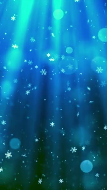 Mobiele Verticale Resolutie 1080X1920 Pixels Kerstmis Magic Sneeuw Sneeuwvlokken Glitters — Stockvideo