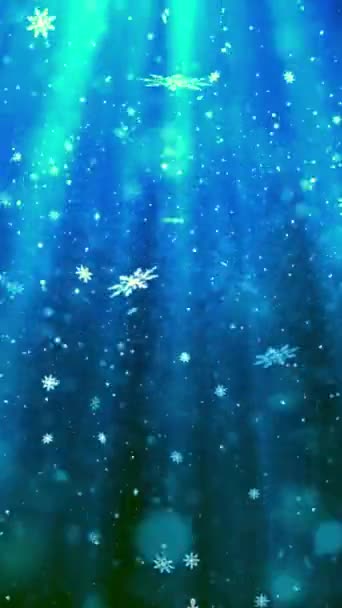 Mobil Függőleges Felbontás 1080X1920 Pixelek Karácsonyi Magic Hópehely Csillogás Háttér — Stock videók