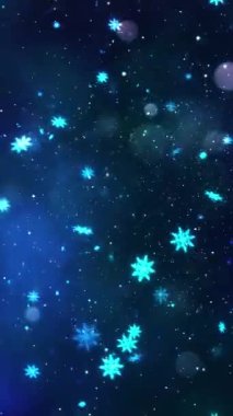 Mobil Dikey Çözünürlük 1080x1920 Pikseller, Noel Sihirli Kar Taneleri ve Kar Taneleri Kusursuz Döngü Arkaplanı, Dikey Çözünürlük Mobil Videolar için harika, Yeni Yıl, Kış Promosyonları için uygun