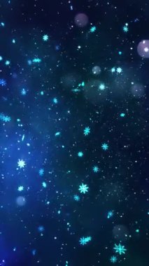 Mobil Dikey Çözünürlük 1080x1920 Pikseller, Noel Sihirli Kar Taneleri ve Kar Taneleri Kusursuz Döngü Arkaplanı, Dikey Çözünürlük Mobil Videolar için harika, Yeni Yıl, Kış Promosyonları için uygun