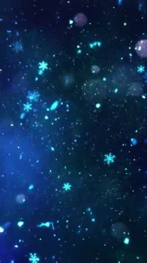 Mobil Dikey Çözünürlük 1080x1920 Pikseller, Noel Sihirli Kar Taneleri ve Kar Taneleri Kusursuz Döngü Arkaplanı, Dikey Çözünürlük Mobil Videolar için harika, Yeni Yıl, Kış Promosyonları için uygun