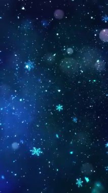 Mobil Dikey Çözünürlük 1080x1920 Pikseller, Noel Sihirli Kar Taneleri ve Kar Taneleri Kusursuz Döngü Arkaplanı, Dikey Çözünürlük Mobil Videolar için harika, Yeni Yıl, Kış Promosyonları için uygun