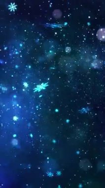 Mobil Dikey Çözünürlük 1080x1920 Pikseller, Noel Sihirli Kar Taneleri ve Kar Taneleri Kusursuz Döngü Arkaplanı, Dikey Çözünürlük Mobil Videolar için harika, Yeni Yıl, Kış Promosyonları için uygun