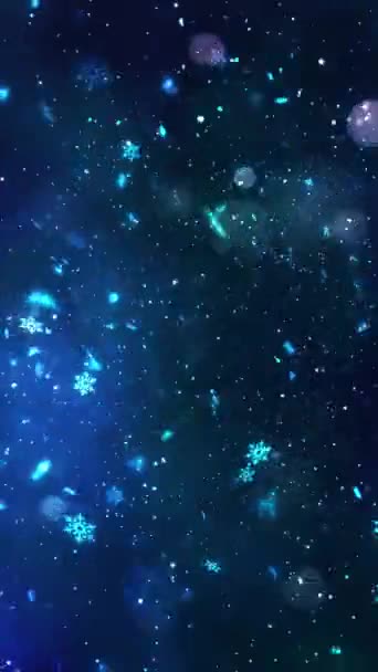 Resolução Vertical Móvel 1080X1920 Pixels Natal Magic Snow Snowflakes Glitters — Vídeo de Stock