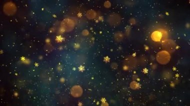 Noel Altın Kar ve Kar Taneleri Kusursuz Döngü Arkaplanı, herhangi bir süre için kolaylıkla döngüye sokun, Tüm Kurgu Programlarıyla Çalışıyor, Noel, Yeni Yıl, Kış Promosyonları İçin Uygun
