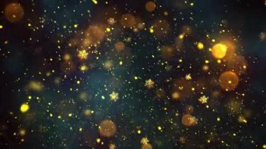 Noel Altın Kar ve Kar Taneleri Kusursuz Döngü Arkaplanı, herhangi bir süre için kolaylıkla döngüye sokun, Tüm Kurgu Programlarıyla Çalışıyor, Noel, Yeni Yıl, Kış Promosyonları İçin Uygun