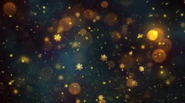 Noel Altın Kar ve Kar Taneleri Kusursuz Döngü Arkaplanı, herhangi bir süre için kolaylıkla döngüye sokun, Tüm Kurgu Programlarıyla Çalışıyor, Noel, Yeni Yıl, Kış Promosyonları İçin Uygun