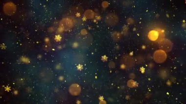 Noel Altın Kar ve Kar Taneleri Kusursuz Döngü Arkaplanı, herhangi bir süre için kolaylıkla döngüye sokun, Tüm Kurgu Programlarıyla Çalışıyor, Noel, Yeni Yıl, Kış Promosyonları İçin Uygun