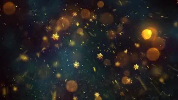 Noel Altın Kar Kar Taneleri Kusursuz Döngü Arkaplanı Herhangi Bir — Stok video