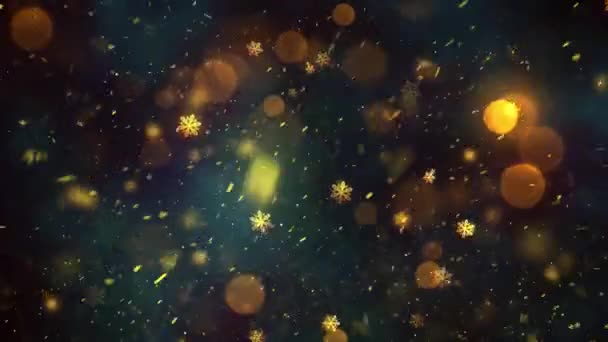Noel Altın Kar Kar Taneleri Kusursuz Döngü Arkaplanı Herhangi Bir — Stok video