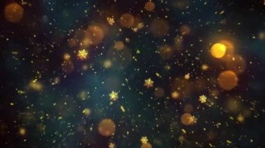 Noel Altın Kar ve Kar Taneleri Kusursuz Döngü Arkaplanı, herhangi bir süre için kolaylıkla döngüye sokun, Tüm Kurgu Programlarıyla Çalışıyor, Noel, Yeni Yıl, Kış Promosyonları İçin Uygun