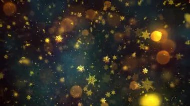 Noel Altın Kar ve Kar Taneleri Kusursuz Döngü Arkaplanı, herhangi bir süre için kolaylıkla döngüye sokun, Tüm Kurgu Programlarıyla Çalışıyor, Noel, Yeni Yıl, Kış Promosyonları İçin Uygun