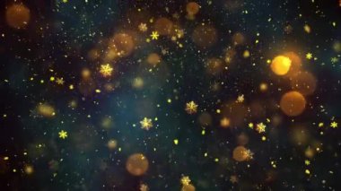 Noel Altın Kar ve Kar Taneleri Kusursuz Döngü Arkaplanı, herhangi bir süre için kolaylıkla döngüye sokun, Tüm Kurgu Programlarıyla Çalışıyor, Noel, Yeni Yıl, Kış Promosyonları İçin Uygun