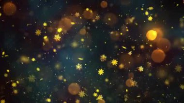 Noel Altın Kar ve Kar Taneleri Kusursuz Döngü Arkaplanı, herhangi bir süre için kolaylıkla döngüye sokun, Tüm Kurgu Programlarıyla Çalışıyor, Noel, Yeni Yıl, Kış Promosyonları İçin Uygun