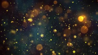 Noel Altın Kar ve Kar Taneleri Kusursuz Döngü Arkaplanı, herhangi bir süre için kolaylıkla döngüye sokun, Tüm Kurgu Programlarıyla Çalışıyor, Noel, Yeni Yıl, Kış Promosyonları İçin Uygun
