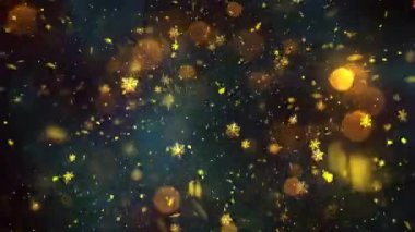 Noel Altın Kar ve Kar Taneleri Kusursuz Döngü Arkaplanı, herhangi bir süre için kolaylıkla döngüye sokun, Tüm Kurgu Programlarıyla Çalışıyor, Noel, Yeni Yıl, Kış Promosyonları İçin Uygun