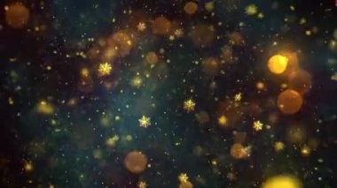 Noel Altın Kar ve Kar Taneleri Kusursuz Döngü Arkaplanı, herhangi bir süre için kolaylıkla döngüye sokun, Tüm Kurgu Programlarıyla Çalışıyor, Noel, Yeni Yıl, Kış Promosyonları İçin Uygun