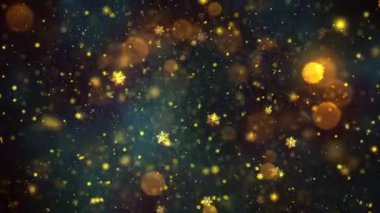 Noel Altın Kar ve Kar Taneleri Kusursuz Döngü Arkaplanı, herhangi bir süre için kolaylıkla döngüye sokun, Tüm Kurgu Programlarıyla Çalışıyor, Noel, Yeni Yıl, Kış Promosyonları İçin Uygun