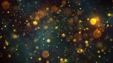 Noel Altın Kar ve Kar Taneleri Kusursuz Döngü Arkaplanı, herhangi bir süre için kolaylıkla döngüye sokun, Tüm Kurgu Programlarıyla Çalışıyor, Noel, Yeni Yıl, Kış Promosyonları İçin Uygun