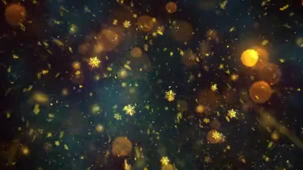 Christmas Gold Snow Snowflakes Background Seamless Loop Easily Loop Any — Stock Video