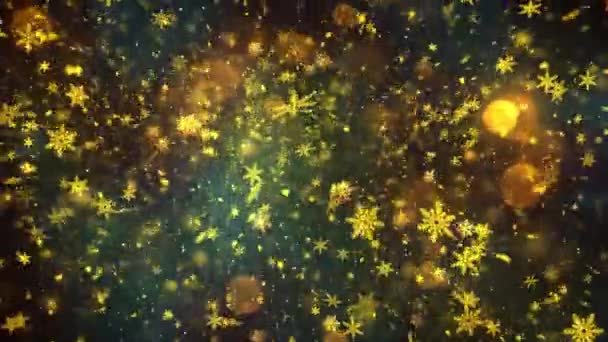 Christmas Gold Snow Snowflakes Background Seamless Loop Εύκολα Βρόχο Για — Αρχείο Βίντεο