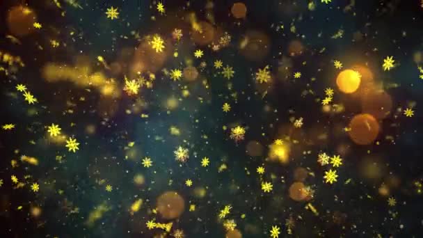 Christmas Gold Snow Snowflakes Background Seamless Loop Εύκολα Βρόχο Για — Αρχείο Βίντεο