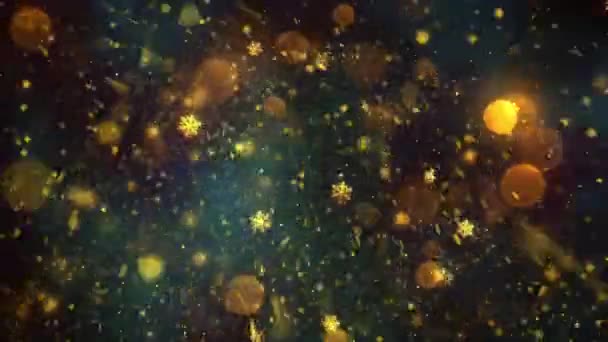 Christmas Gold Snow Snowflakes Background Seamless Loop Easily Loop Any — Stock Video