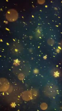 Mobil Dikey Çözünürlük 1080x1920 Pikseller, Yılbaşı Altın Kar ve Kar Taneleri Kusursuz Döngü, Dikey Çözünürlük Mobil Videolar için harika