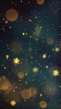 Mobil Dikey Çözünürlük 1080x1920 Pikseller, Yılbaşı Altın Kar ve Kar Taneleri Kusursuz Döngü, Dikey Çözünürlük Mobil Videolar için harika