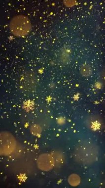 Mobil Dikey Çözünürlük 1080x1920 Pikseller, Yılbaşı Altın Kar ve Kar Taneleri Kusursuz Döngü, Dikey Çözünürlük Mobil Videolar için harika