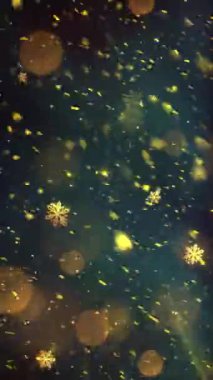 Mobil Dikey Çözünürlük 1080x1920 Pikseller, Yılbaşı Altın Kar ve Kar Taneleri Kusursuz Döngü, Dikey Çözünürlük Mobil Videolar için harika