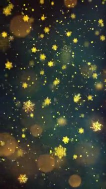 Mobil Dikey Çözünürlük 1080x1920 Pikseller, Yılbaşı Altın Kar ve Kar Taneleri Kusursuz Döngü, Dikey Çözünürlük Mobil Videolar için harika