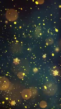 Mobil Dikey Çözünürlük 1080x1920 Pikseller, Yılbaşı Altın Kar ve Kar Taneleri Kusursuz Döngü, Dikey Çözünürlük Mobil Videolar için harika